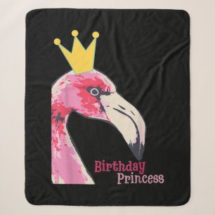 Birthday Princess Girl Flamingo   Niedlich Flaming Sherpadecke