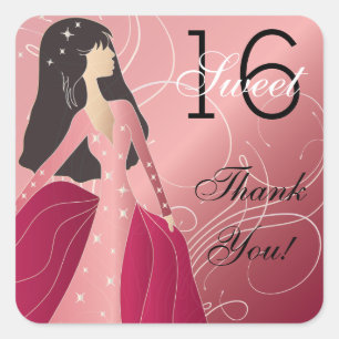Birthday Princess Girl Quadratischer Aufkleber