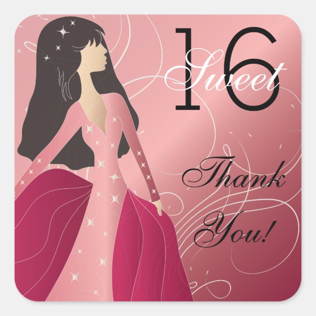 Birthday Princess Girl Quadratischer Aufkleber (Vorderseite)
