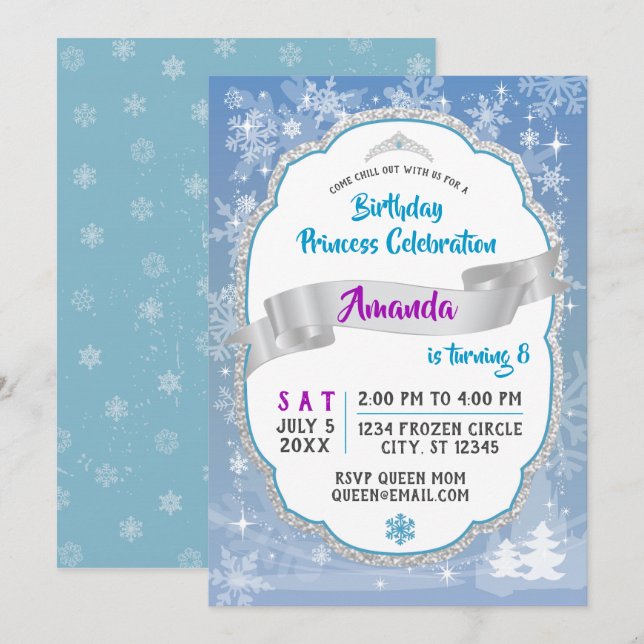 Birthday Princess Wonderland Einladung (Vorne/Hinten)