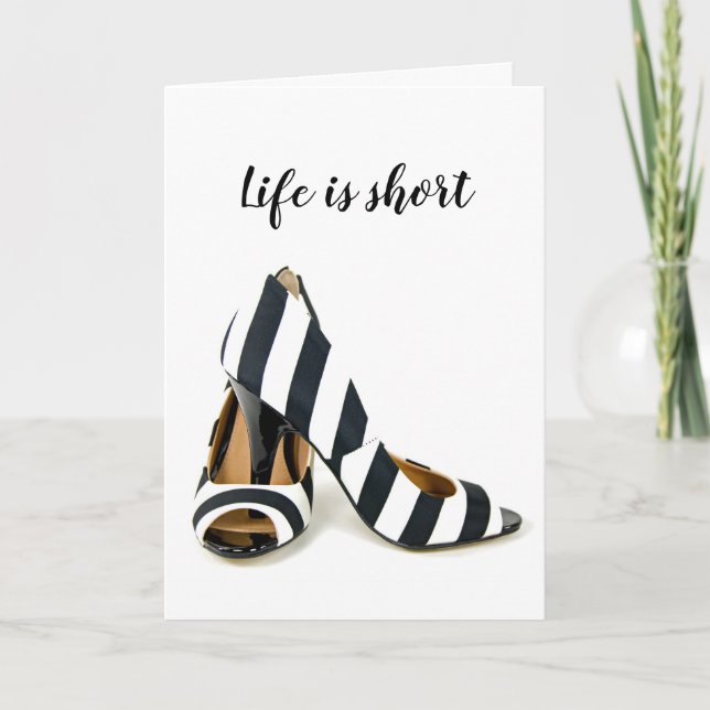 Birthday Pumps in Schwarz und Weiß Karte (Vorderseite)