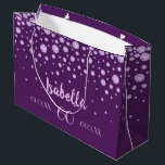 Birthday purple blush pink diamonds name große geschenktüte<br><div class="desc">An elegant and glamorous 60th birthday gift bag. Girly purple backdrop and faux diamonds. Templates for a name,  age 60,  date of birth and date of the anniversary.  Pink colored letters and numbers.  The name is written with a modern hand-lettered style script.</div>