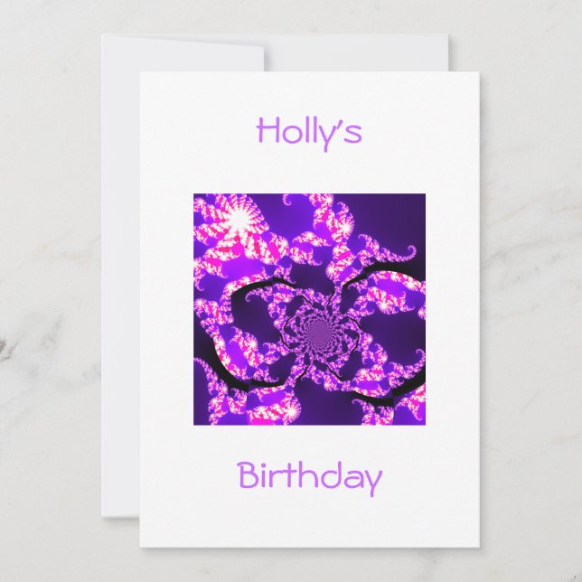 Birthday Purple Haze on White Einladung (Vorderseite)