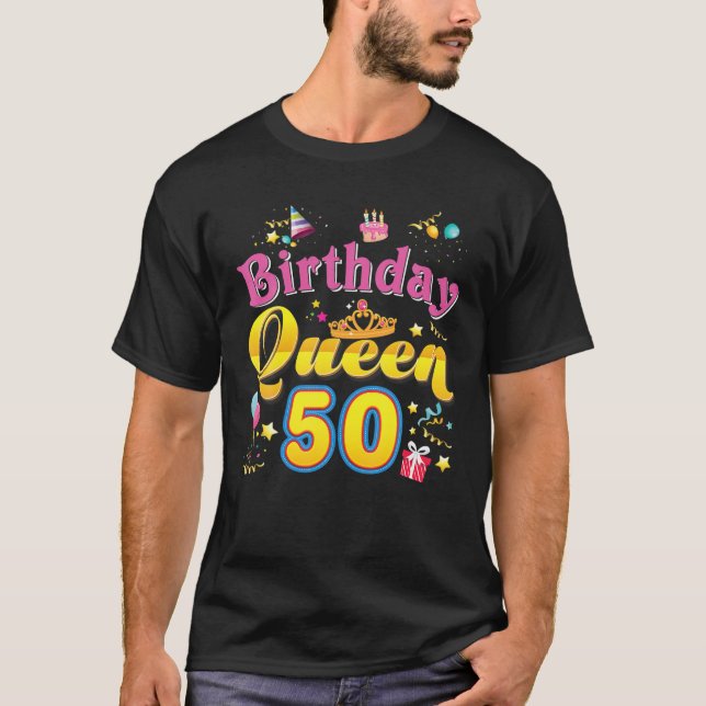 Birthday Queen 50Th Cute Crown 50 Year Old Birthda T-Shirt (Vorderseite)