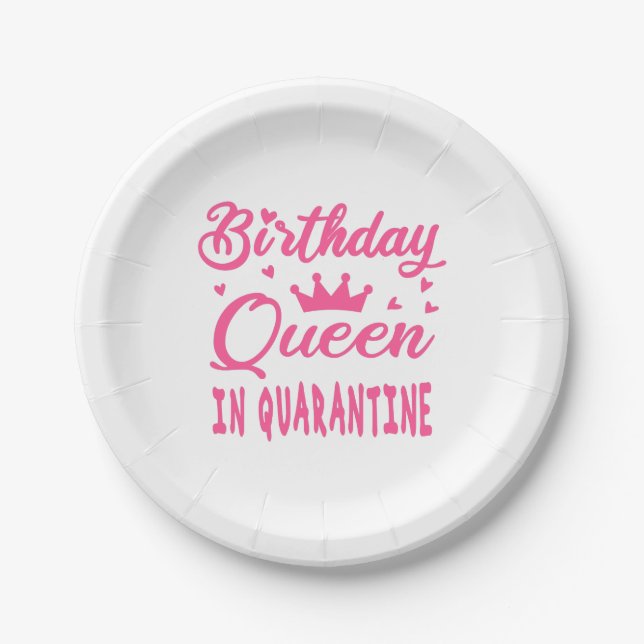 Birthday Queen in Quarantine Pappteller (Vorderseite)