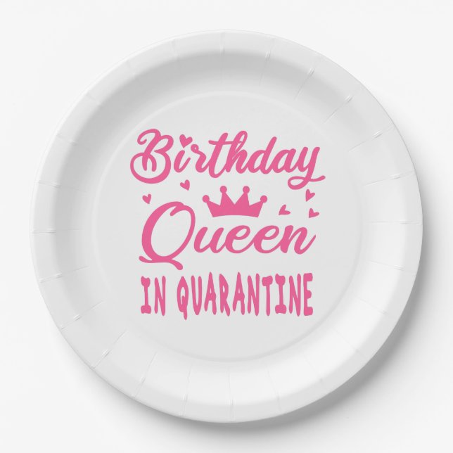 Birthday Queen in Quarantine Pappteller (Vorderseite)