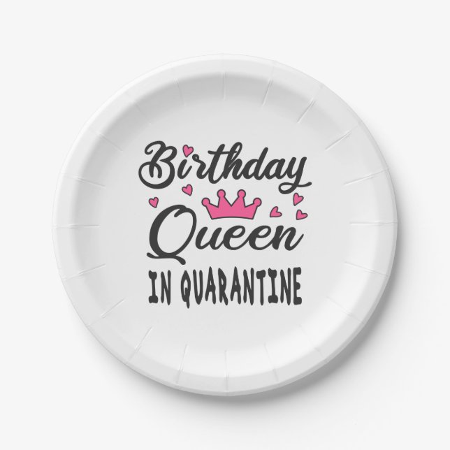 Birthday Queen in Quarantine Pappteller (Vorderseite)