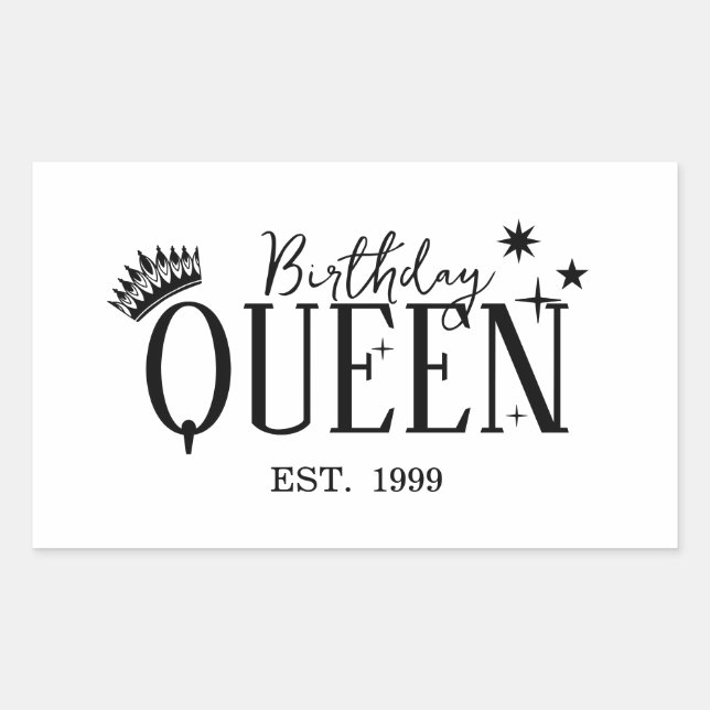 Birthday queen rechteckiger aufkleber (Vorderseite)