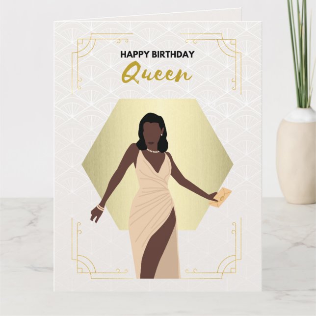 Birthday Queen | Schwarze Grußkarte Karte (Vorderseite)