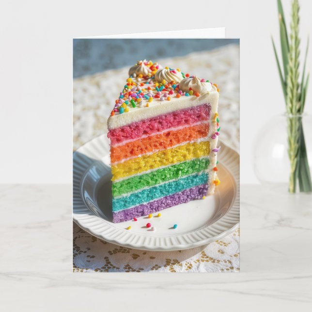 Birthday Rainbow Cake mit Sprinklen Karte (Vorderseite)