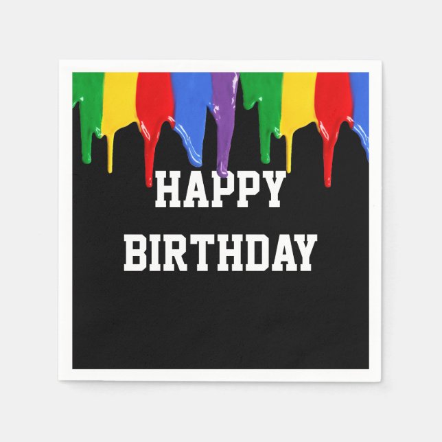 Birthday Rainbow Paints Tropfen Serviette (Vorderseite)
