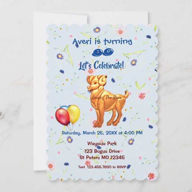 Birthday Ram - Aries (März 21. - 19. April) Einladung (Vorderseite)