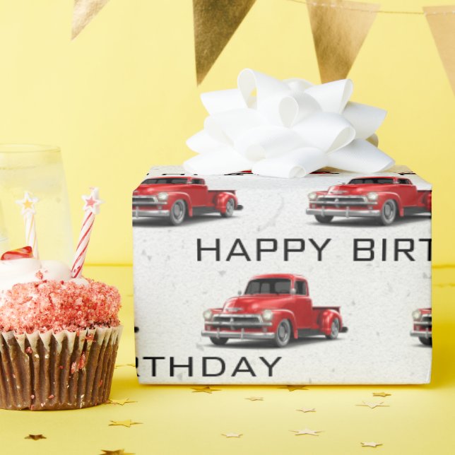 Birthday Retro Red Truck Geschenkpapier (Geburtstagsparty)