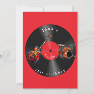 Birthday Retro Vinyl Record Rock Music Guitar Einladung