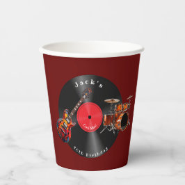 Birthday Retro Vinyl Record Rock Music Guitar Pappbecher