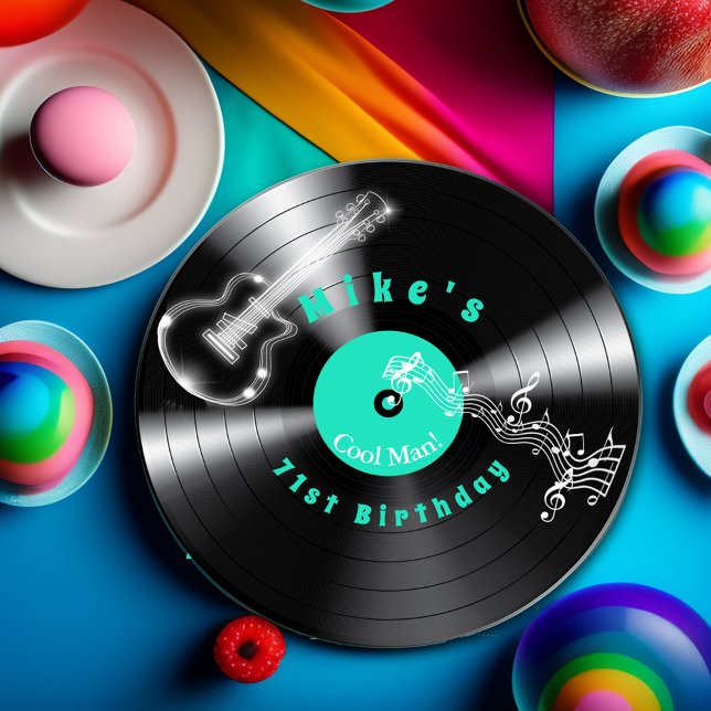 Birthday Retro Vinyl Record Rock Music Guitar Pappteller (Von Creator hochgeladen)