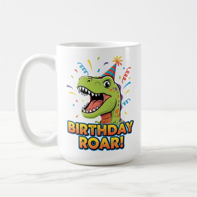 Birthday Roar Cute Dinosaur Birthday Party Design Kaffeetasse (Links)