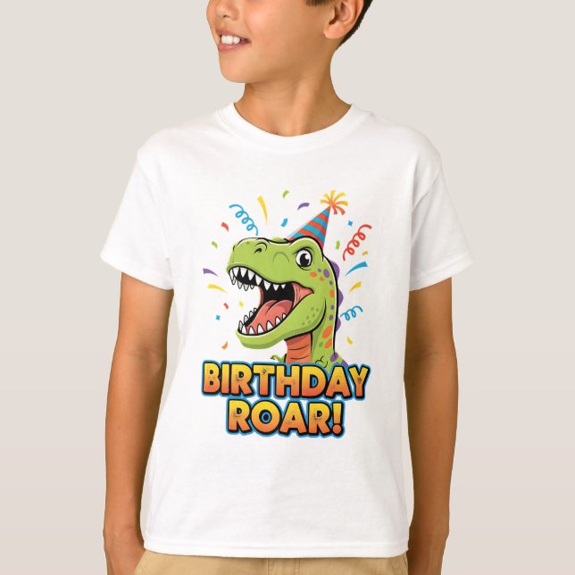 Birthday Roar Cute Dinosaur Birthday Party Design T-Shirt (Vorderseite)