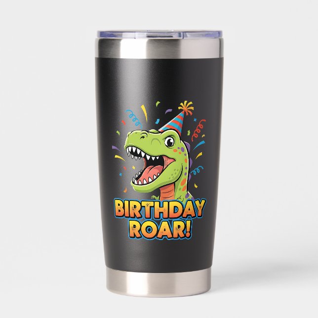 Birthday Roar Cute Dinosaur Birthday Party Design Thermobecher (Vorderseite)