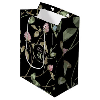 Birthday Romantic Black Pink Klee Blume Mittlere Geschenktüte
