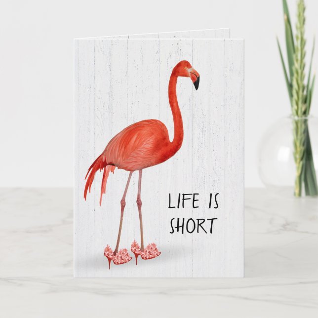 Birthday rosa Flamingo in High Heels Karte (Vorderseite)
