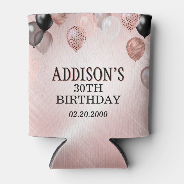 Birthday Rose Gold Balloons Dosenkühler (Vorderseite)