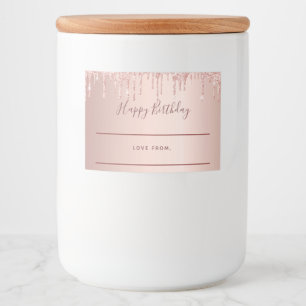 Birthday Rose Gold Glitzer Rosa Funkeln hausgemach Lebensmitteletikett