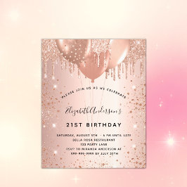 Birthday Rose Gold Glitzer Staubballons Haushalt Flyer