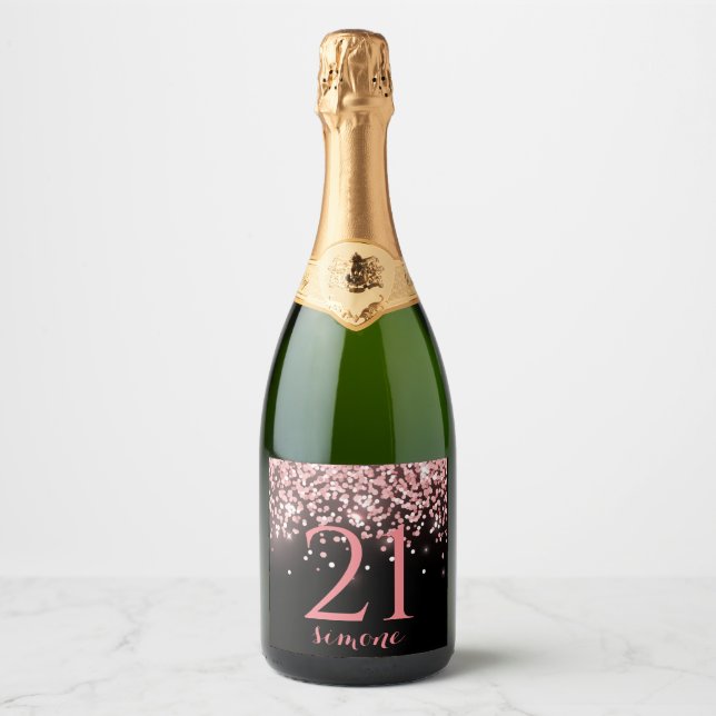 Birthday Rose Gold Rosa Glitzer Glam 21. (Vorderseite)