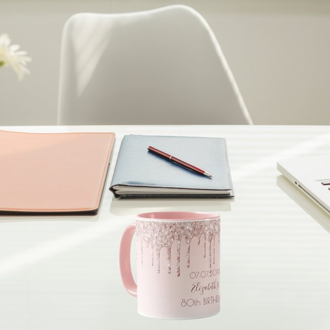 Birthday Rose Goldblume Glitzer Tropfen Name Tasse (Von Creator hochgeladen)