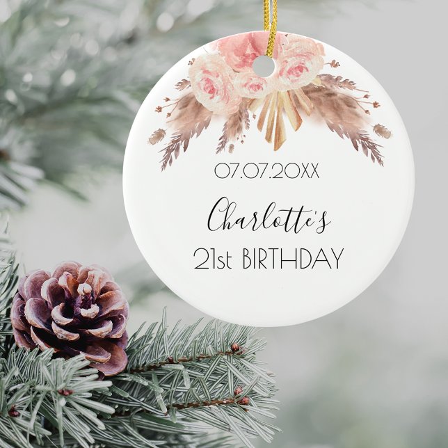 Birthday Rose Goldblütengras Keramik Ornament (Von Creator hochgeladen)