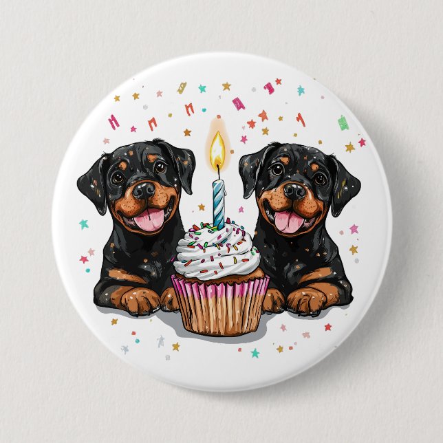 Birthday Rottweiler Hunde Button (Vorderseite)