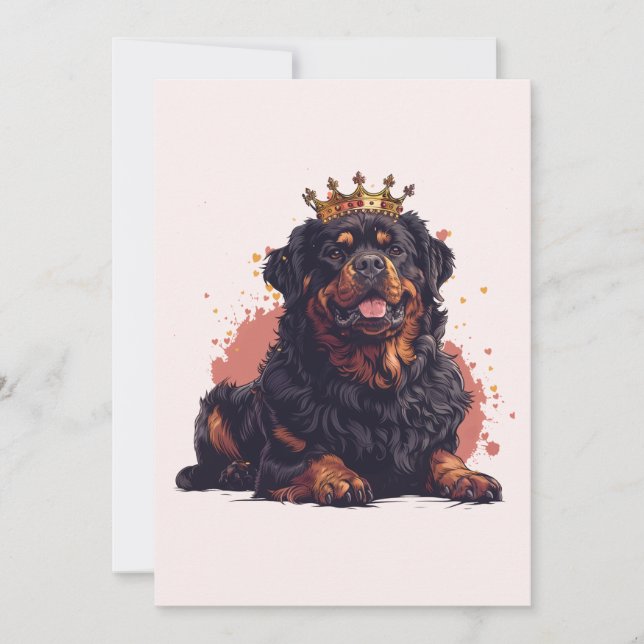 Birthday Royal Rottweiler Dog Queen Crown Einladung (Vorderseite)
