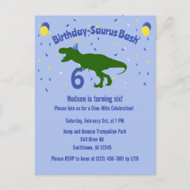 "Birthday-Saurus" Kinderpartei Dinosaurier Geburts Einladungspostkarte