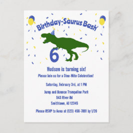"Birthday-Saurus" Kinderpartei Dinosaurier Geburts Einladungspostkarte