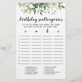 Birthday Scattergories-Spiel