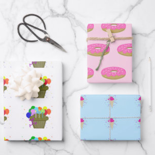 Birthday Scene Wrapping Paper Sheets Geschenkpapier Set