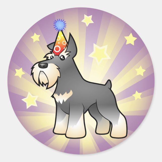 Birthday Schnauzer Runder Aufkleber (Vorderseite)