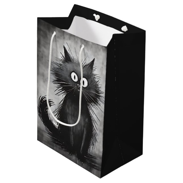 Birthday Scruffy Alley Cat Mittlere Geschenktüte (Vorderseite Schrägansicht)
