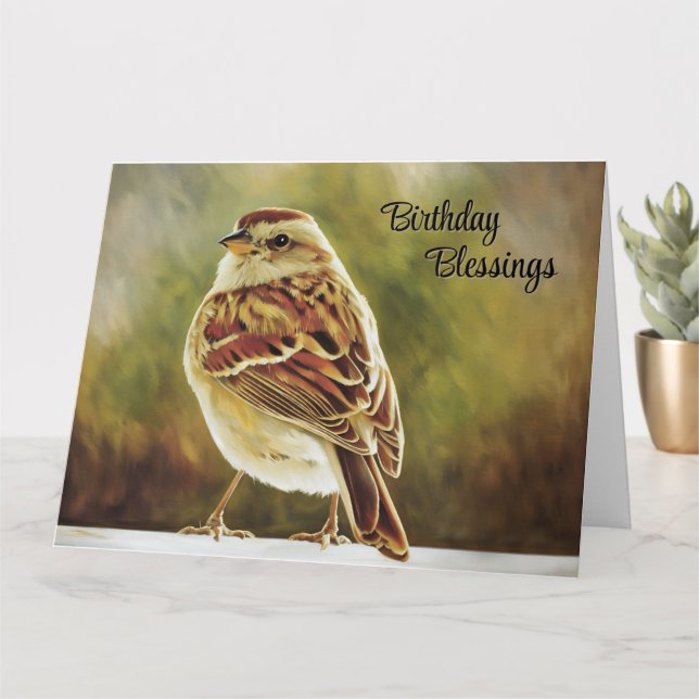 Birthday Segen Sparrow - Geburtskarte Karte (Kleine Pflanze)