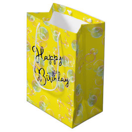 Birthday Seifenblasen auf Gelb Mittlere Geschenktüte