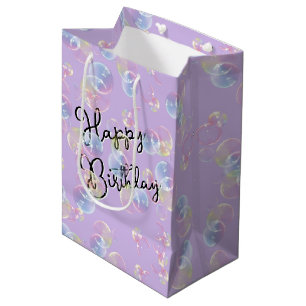 Birthday Seifenblasen auf Lila Mittlere Geschenktüte