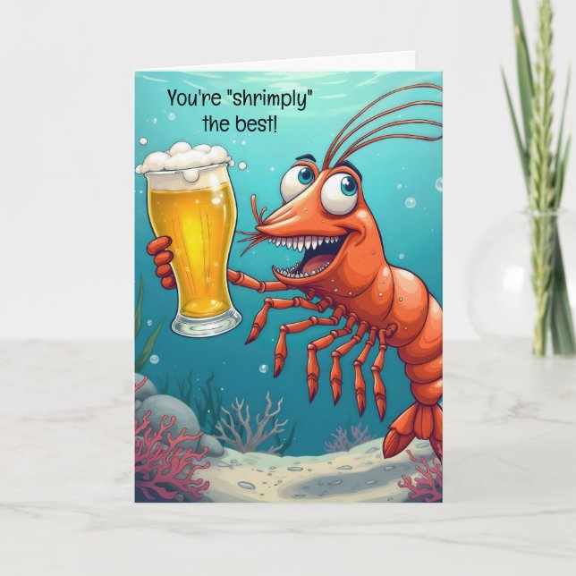 Birthday Shrimp mit einem Bier Karte (Vorderseite)
