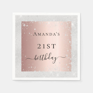 Birthday silberrot Rose Gold Glitzer Staub Serviette