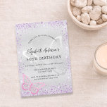 Birthday silver violet pink butterfly sparkles einladung<br><div class="desc">A modern,  elegant birthday invitation.  Faux silver looking background decorated with purple faux glitter sparkles,  a pink butterly and a silver butterfly as watermark. Personalize and add your names and wedding details. Black colored letters.</div>