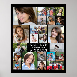 Birthday Simple 21 Foto Collage Custom Poster