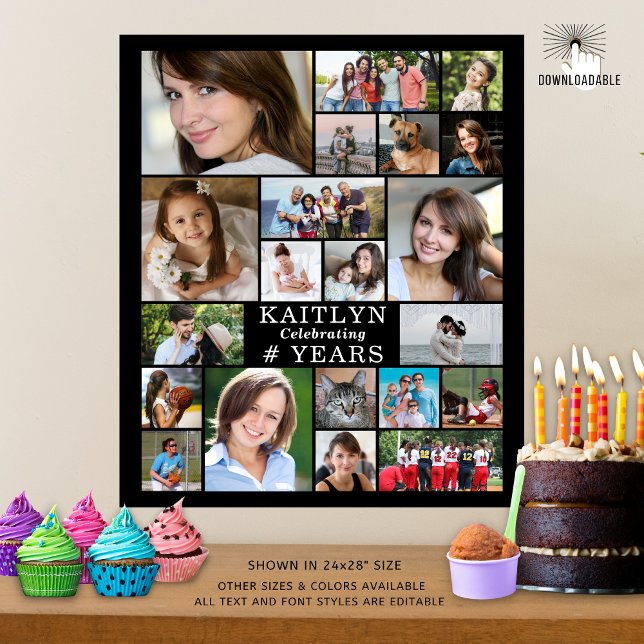 Birthday Simple 21 Foto Collage Custom Poster (Von Creator hochgeladen)