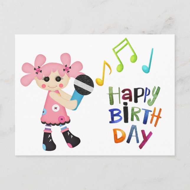 Birthday Singer Postkarte (Vorderseite)