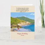 Birthday, Sister, Beach, Hills, Birds Karte<br><div class="desc">This beautiful isolated beach is a perfect place to sit and daydream and it makes a colorful birthday greeting card.   Feel free to change the inside verse to suit your needs.</div>