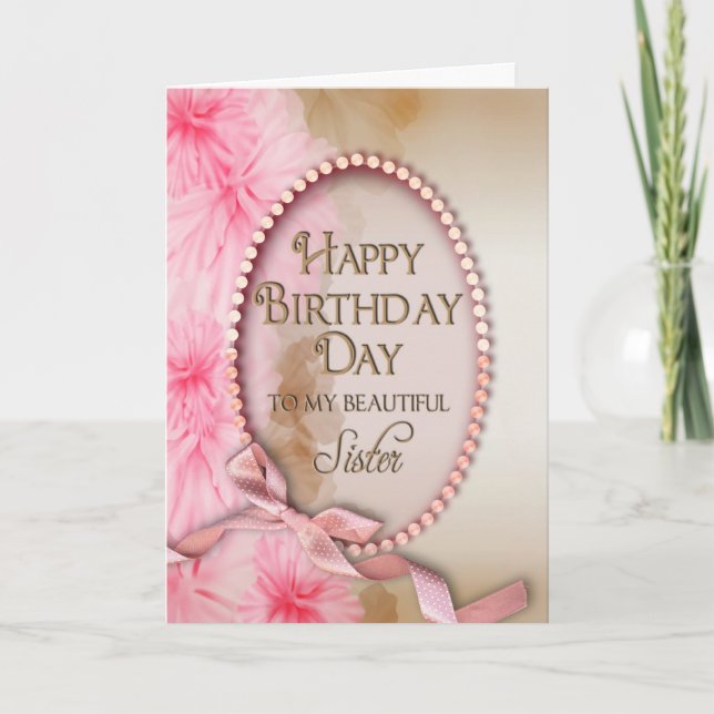 Birthday - SISTER - Pink and Feminine Karte (Vorderseite)